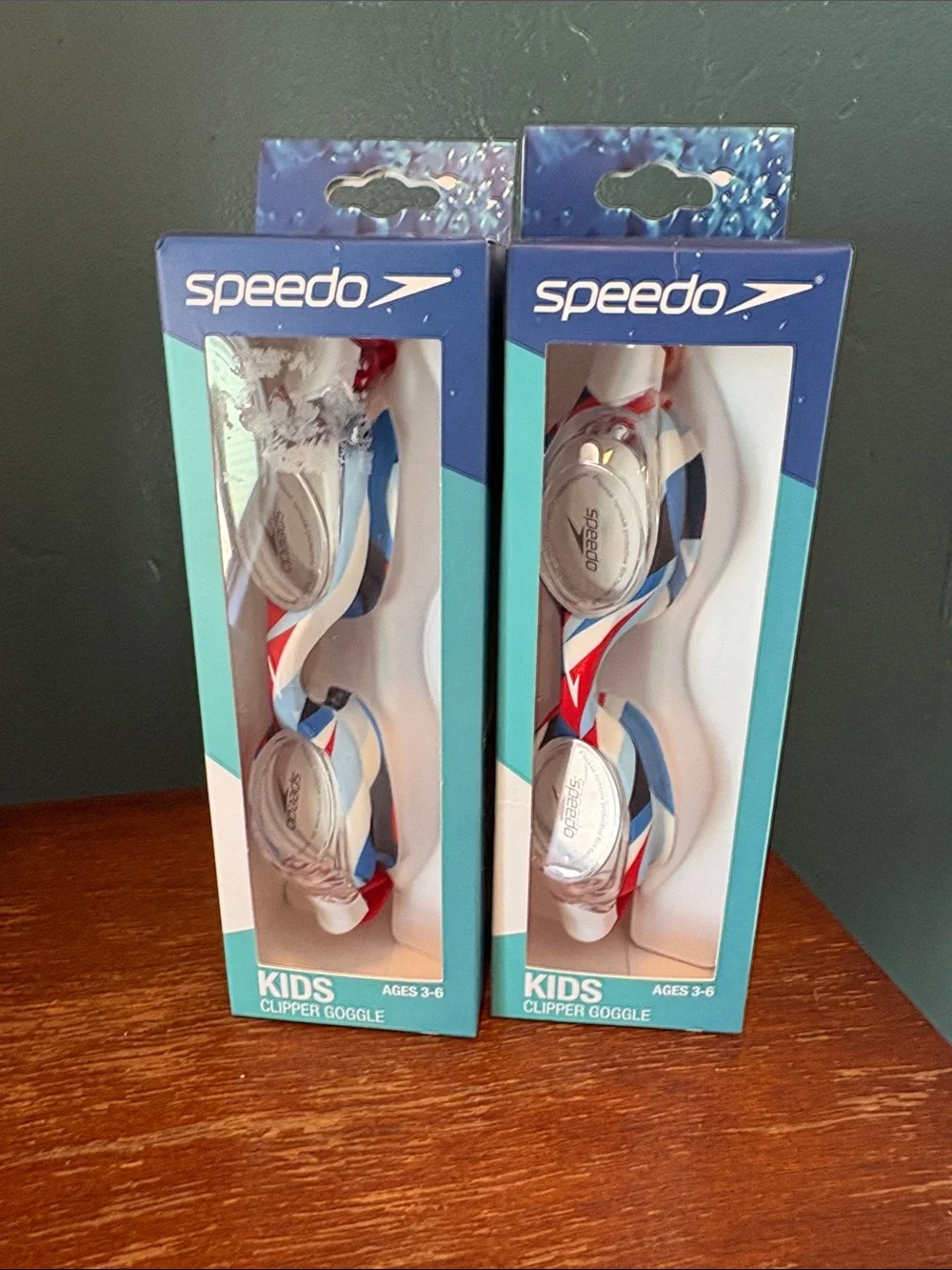 Set of two Speedo Kids Clipper Goggles - Red White Blue
